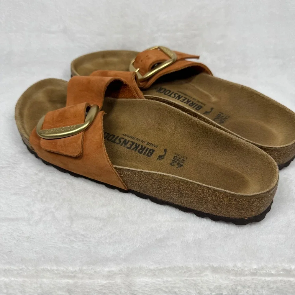 Birkenstock Madrid Big Buckle Burnt Orange Nubuck Leather Slide Sandals 42 L11 - Picture 8 of 11
